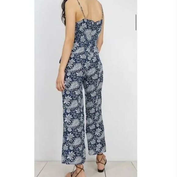 Apiece Apart Ostrea Blue Floral Block Print Sleeveless Jumpsuit - 0 - Picture 4 of 11